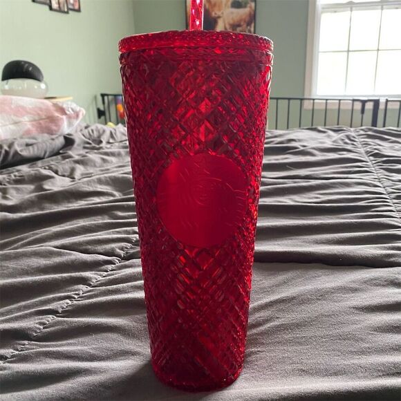 Starbucks Other - Starbucks Holiday 2021 Red Jeweled Tumbler Cold Cup 24oz